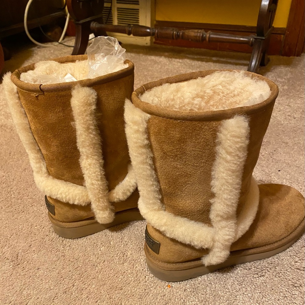 Tan and Cream Ankle Boots